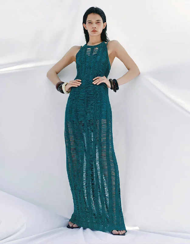 Soft Fabrics Sleeveless Crew Neck Knitted Dress