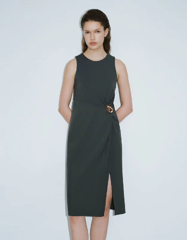 Design Must-have Sleeveless Crew Neck Straight Dress